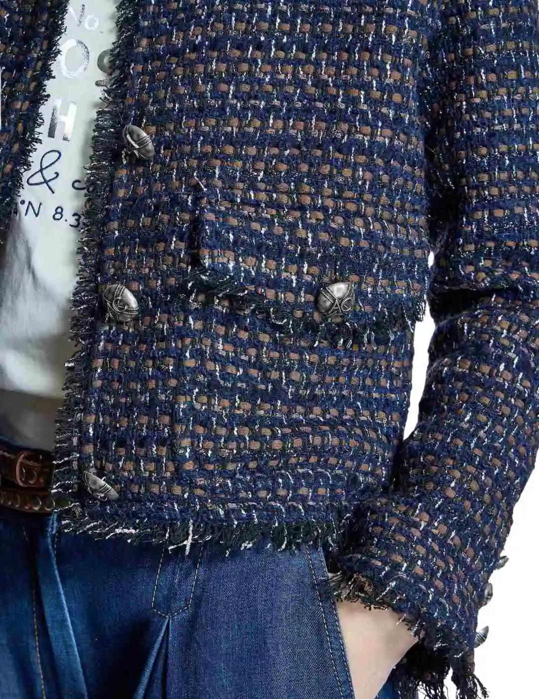 Alba Conde Chaqueta tweed bicolor Marino