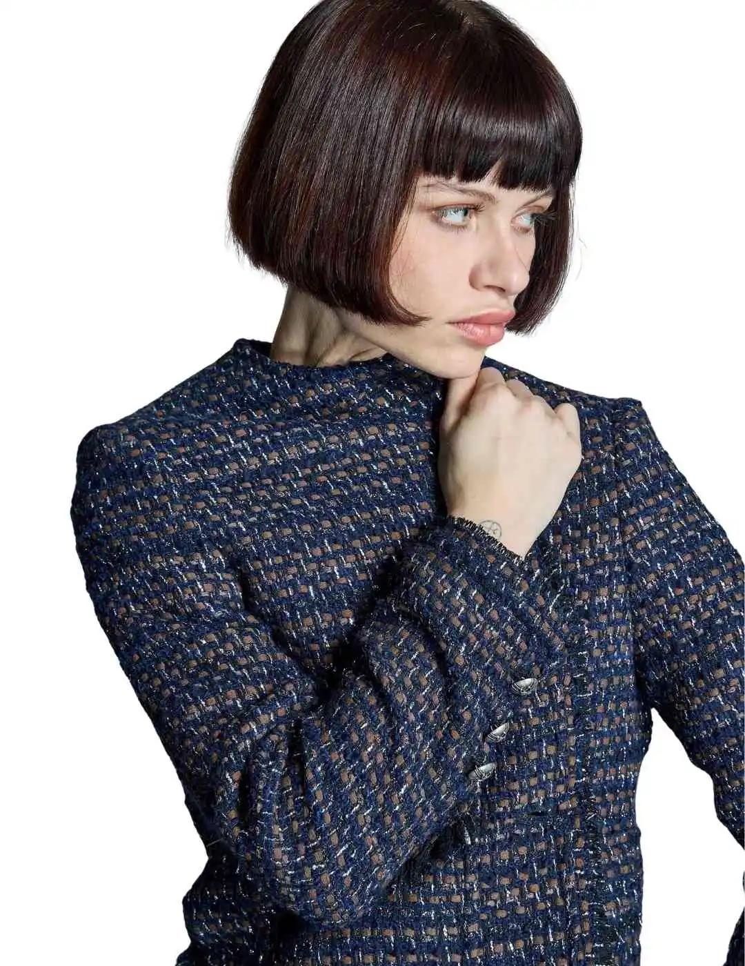 Alba Conde Chaqueta tweed bicolor Marino