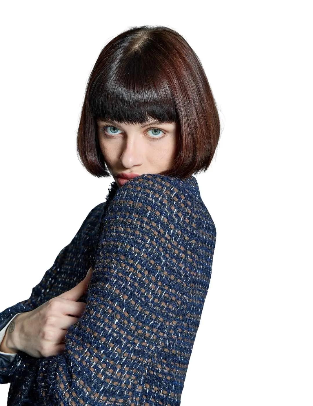 Alba Conde Chaqueta tweed bicolor Marino