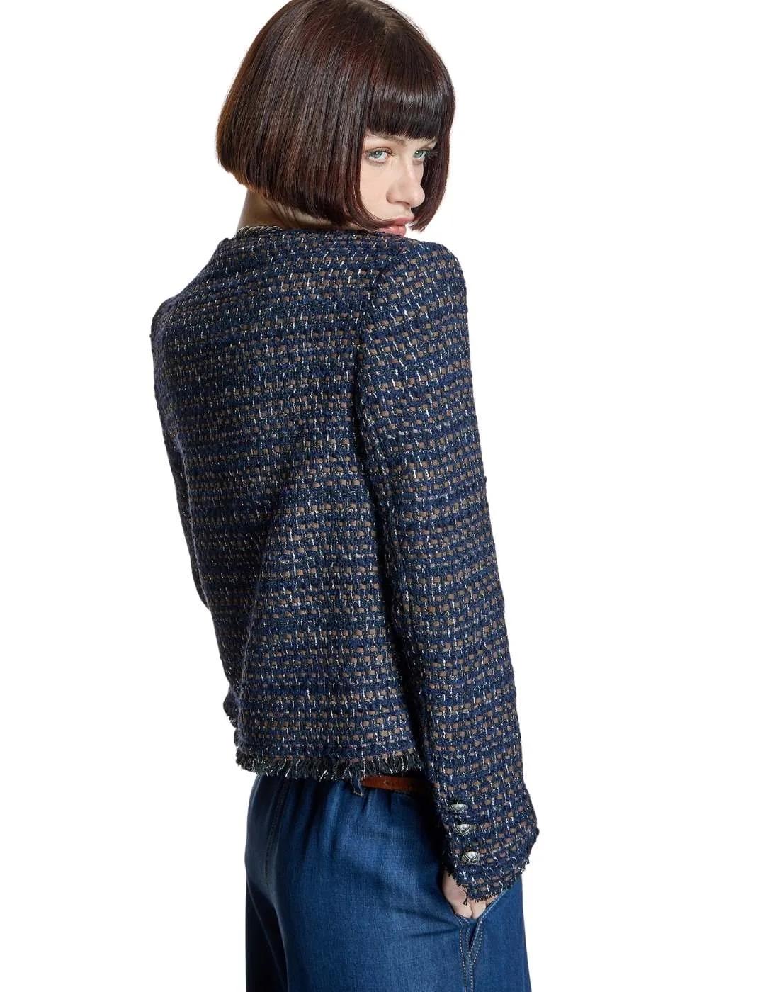 Alba Conde Chaqueta tweed bicolor Marino