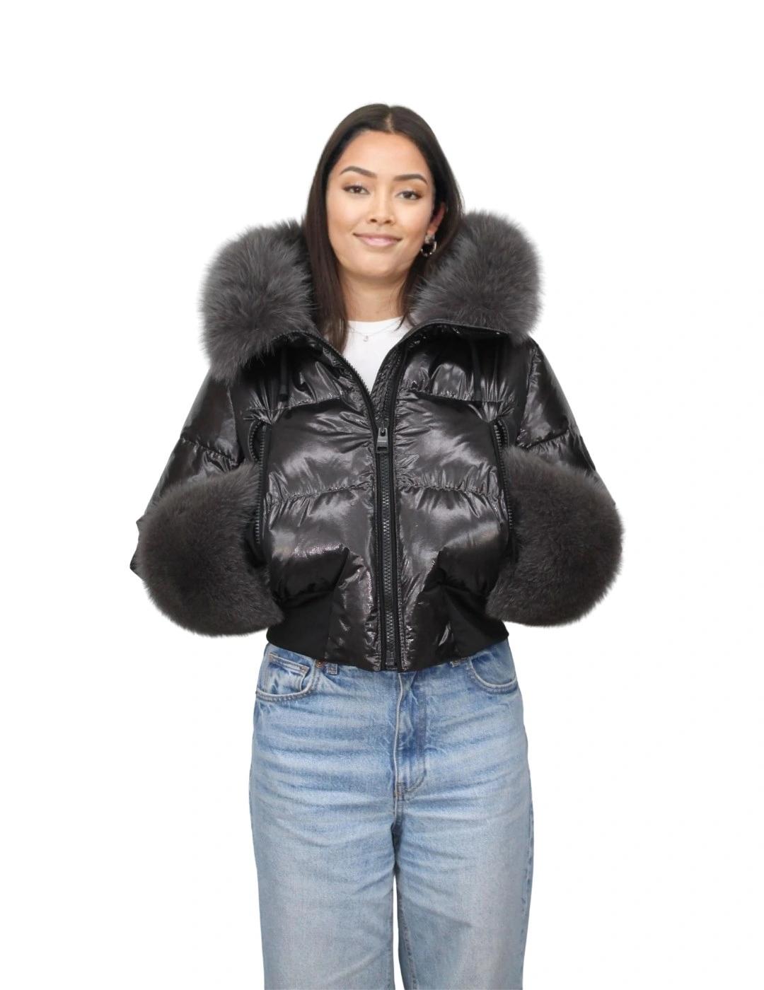 Flo&Clo Plumífero corto Metalizado con capucha