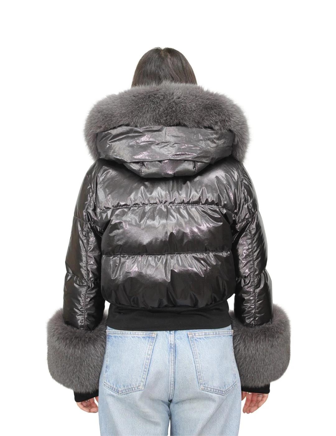 Flo&Clo Plumífero corto Metalizado con capucha