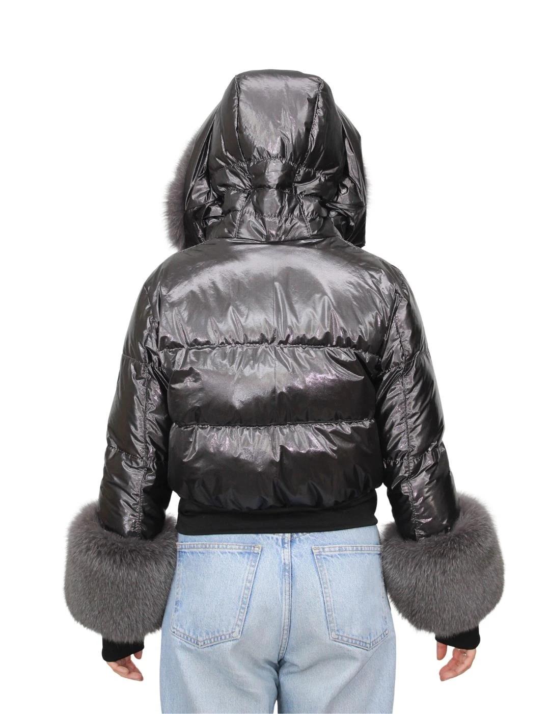 Flo&Clo Plumífero corto Metalizado con capucha