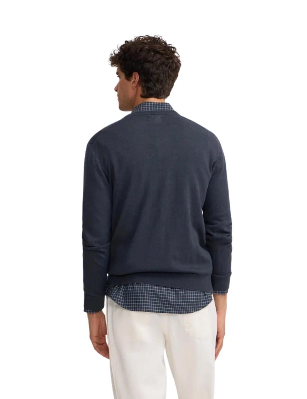 Silbon Jersey Classic Cuello Pico Azul Gris