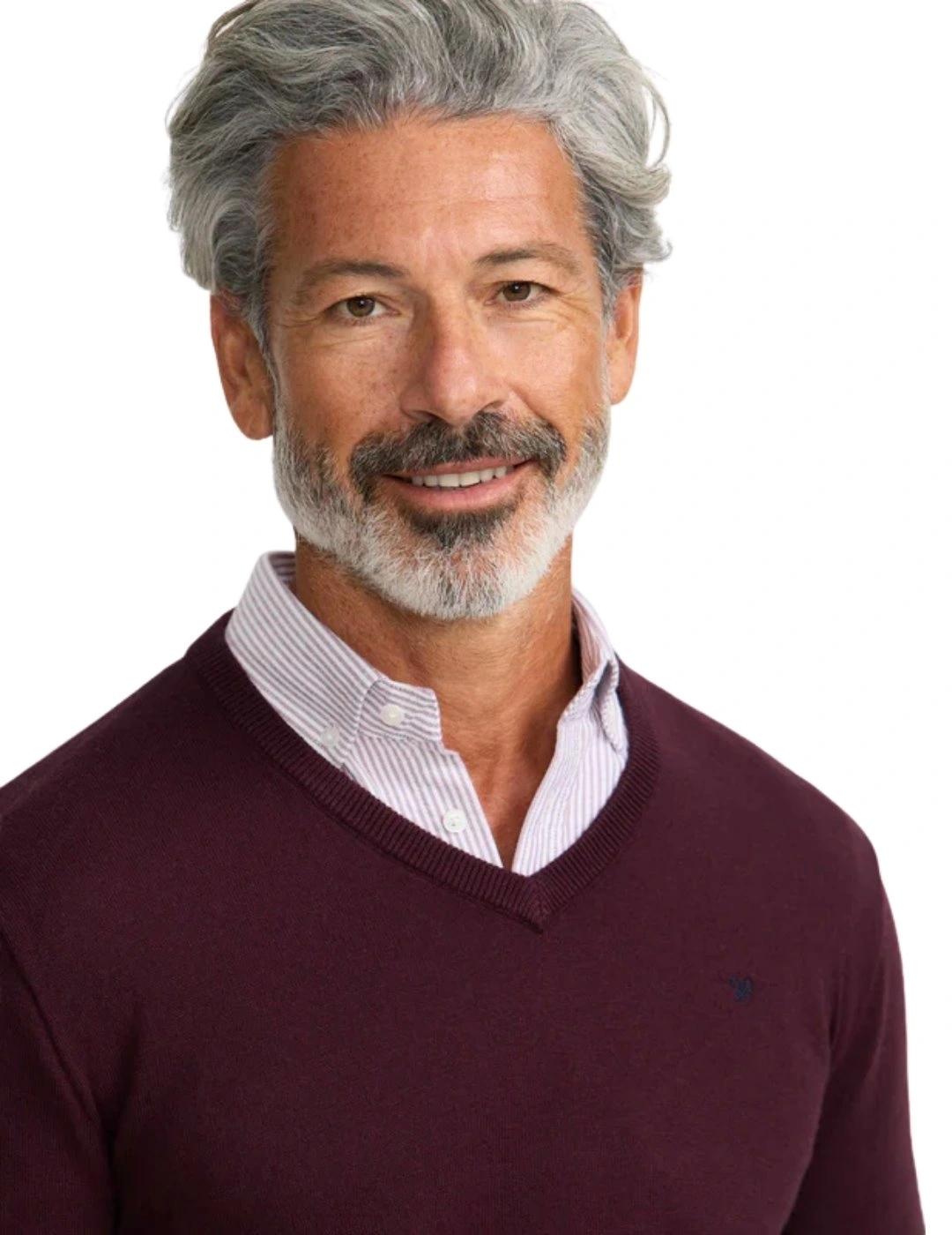 Silbon Jersey Classic Cuello Pico Burdeos