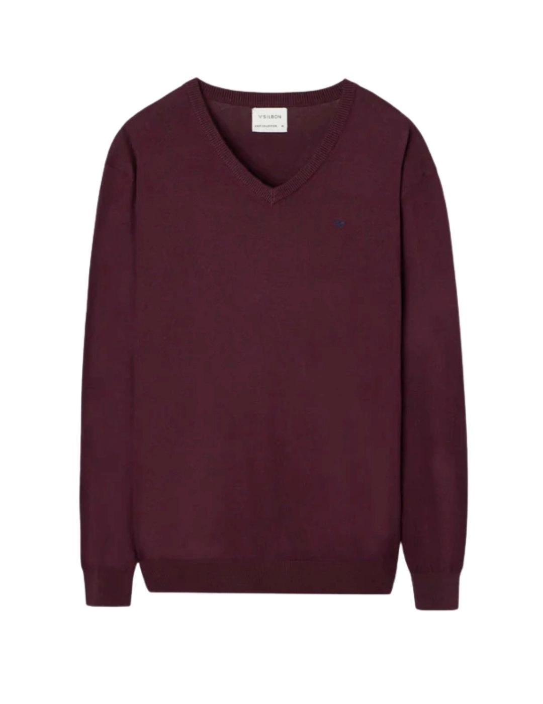 Silbon Jersey Classic Cuello Pico Burdeos