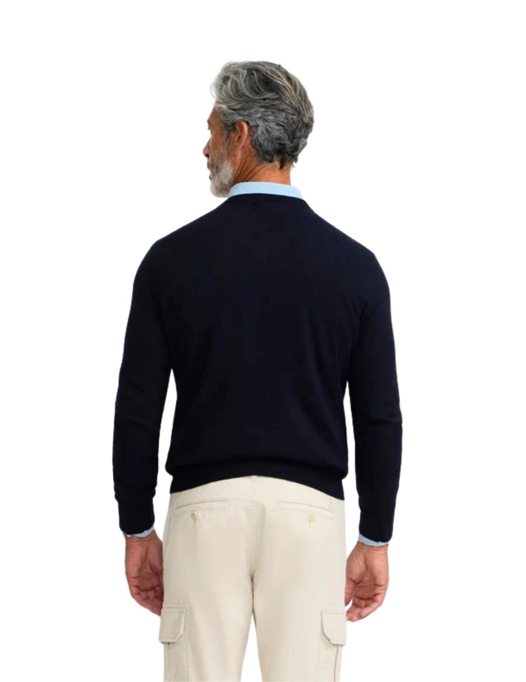 Silbon Jersey Classic Cuello Pico Azul Marino