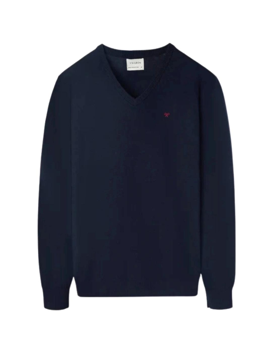 Silbon Jersey Classic Cuello Pico Azul Marino