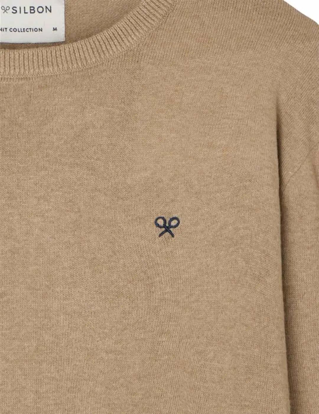 Silbon Jersey Classic Cuello Redondo Beige Oscuro