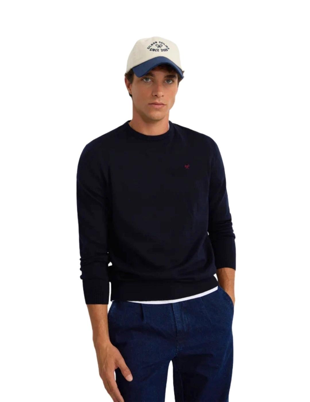 Silbon Jersey Classic Cuello Redondo Azul Marino