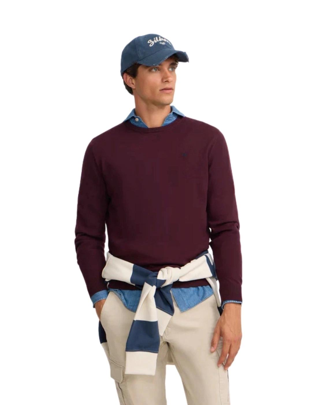 Silbon Jersey Classic Cuello Redondo Burdeos
