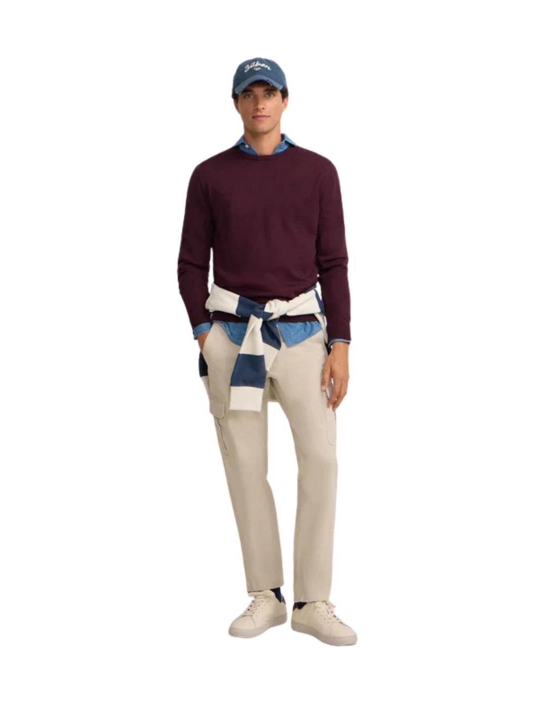 Silbon Jersey Classic Cuello Redondo Burdeos