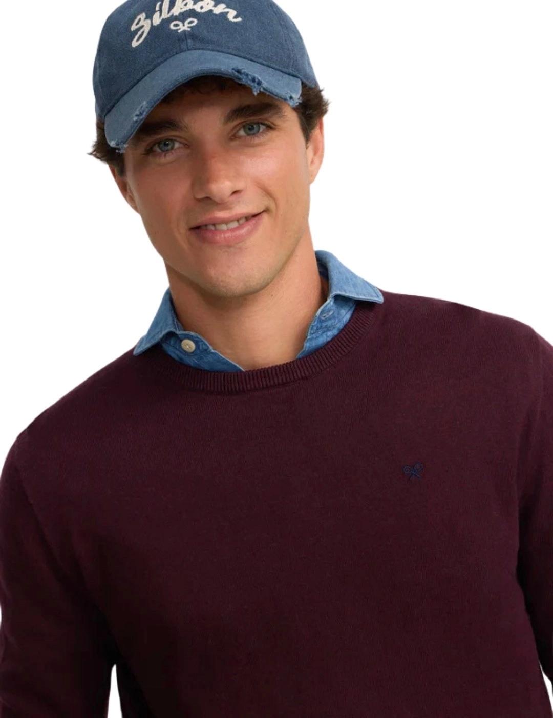Silbon Jersey Classic Cuello Redondo Burdeos
