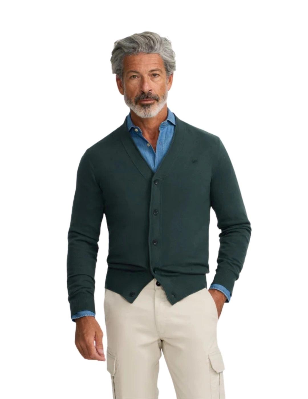 Silbon Cárdigan Classic Verde Oscuro