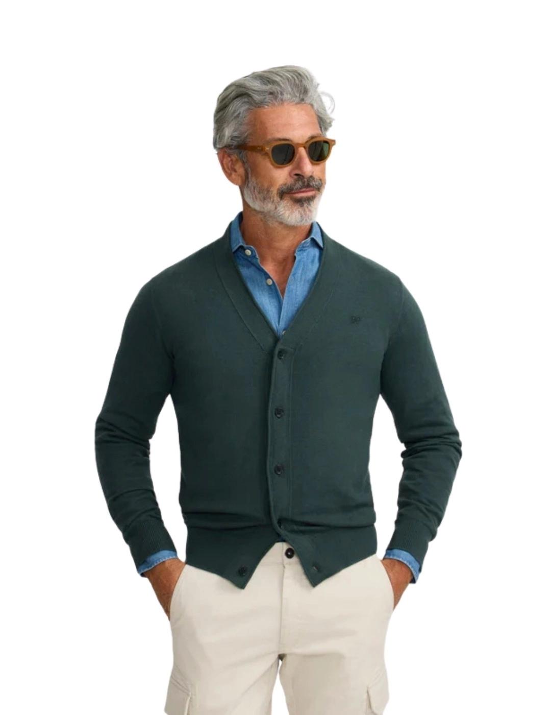 Silbon Cárdigan Classic Verde Oscuro