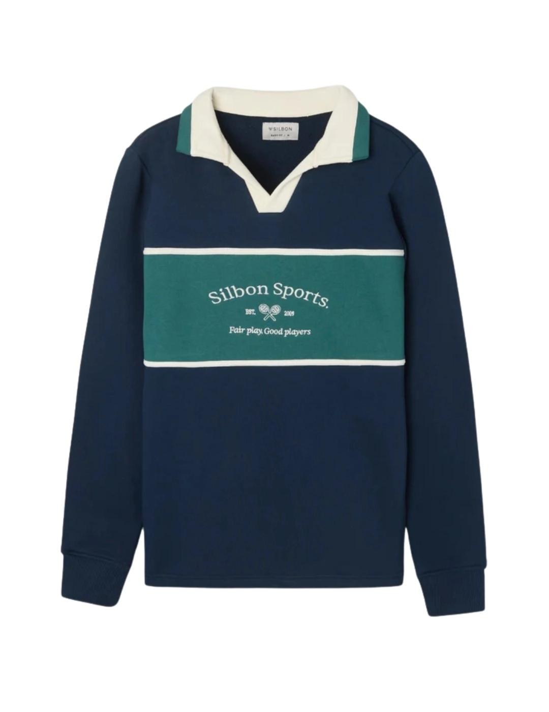 Silbon Sudadera Cuello Polo Silbon Sports Marino