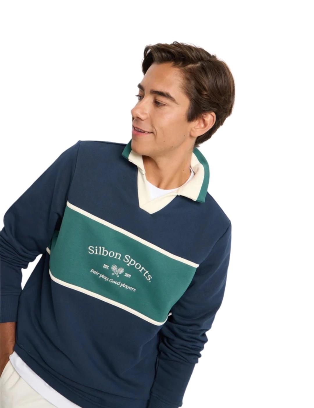 Silbon Sudadera Cuello Polo Silbon Sports Marino