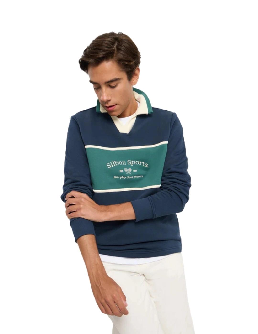 Silbon Sudadera Cuello Polo Silbon Sports Marino