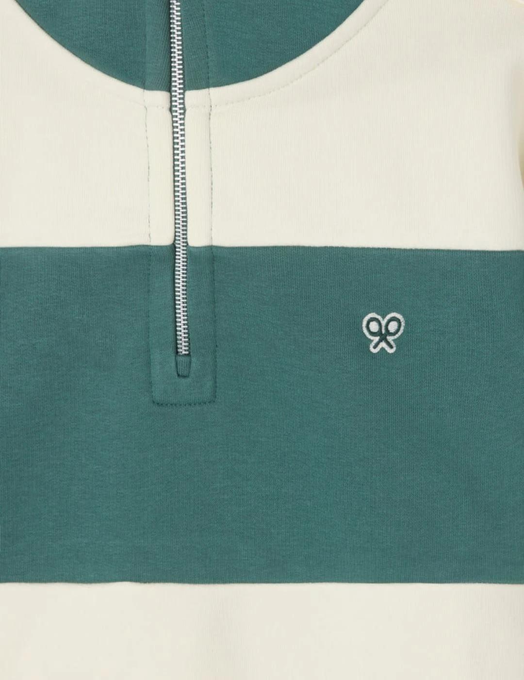 Silbon Sudadera Media Cremallera Raya Ancha Verde