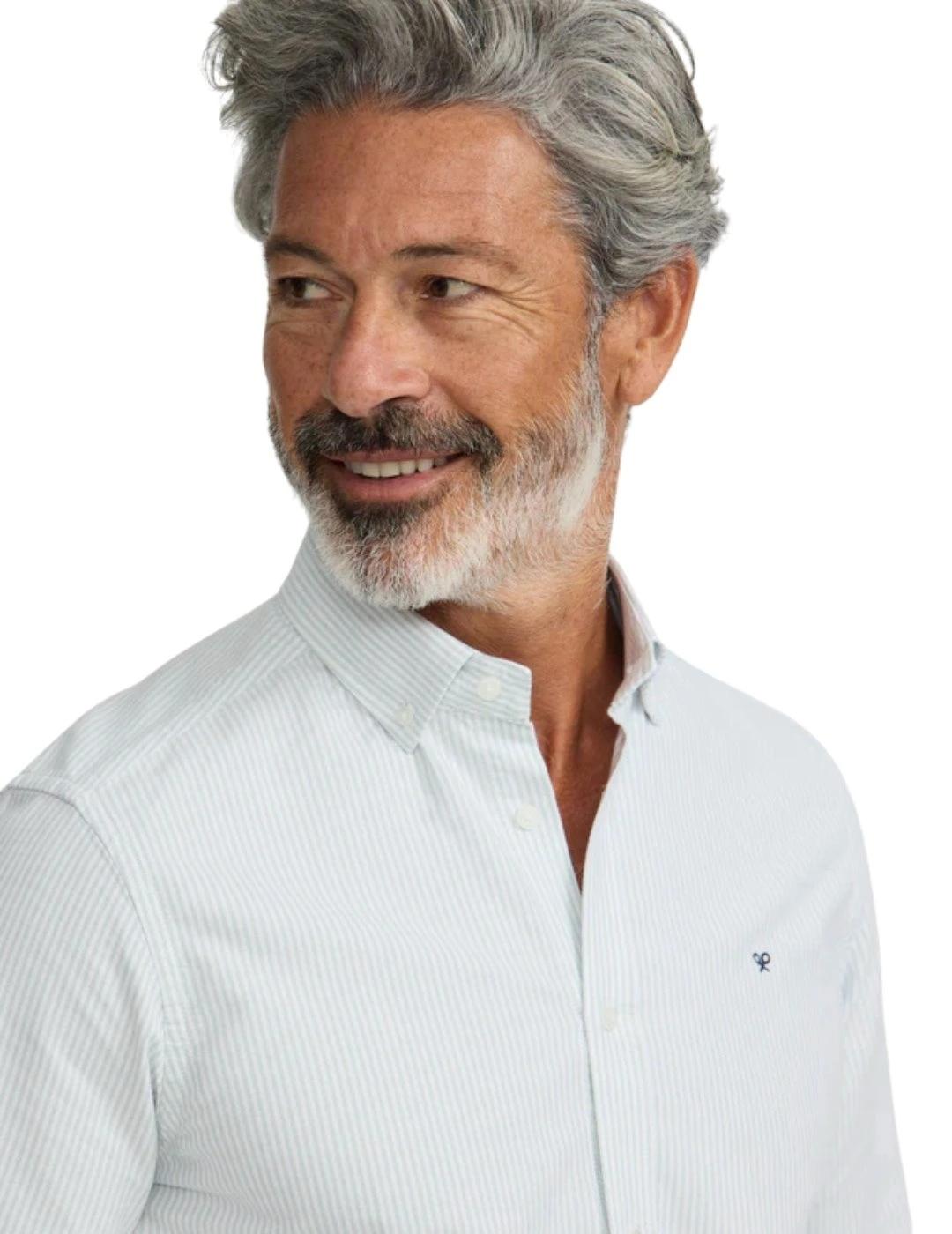 Silbon Camisa Sport Oxford Raqueta Rayas Verde