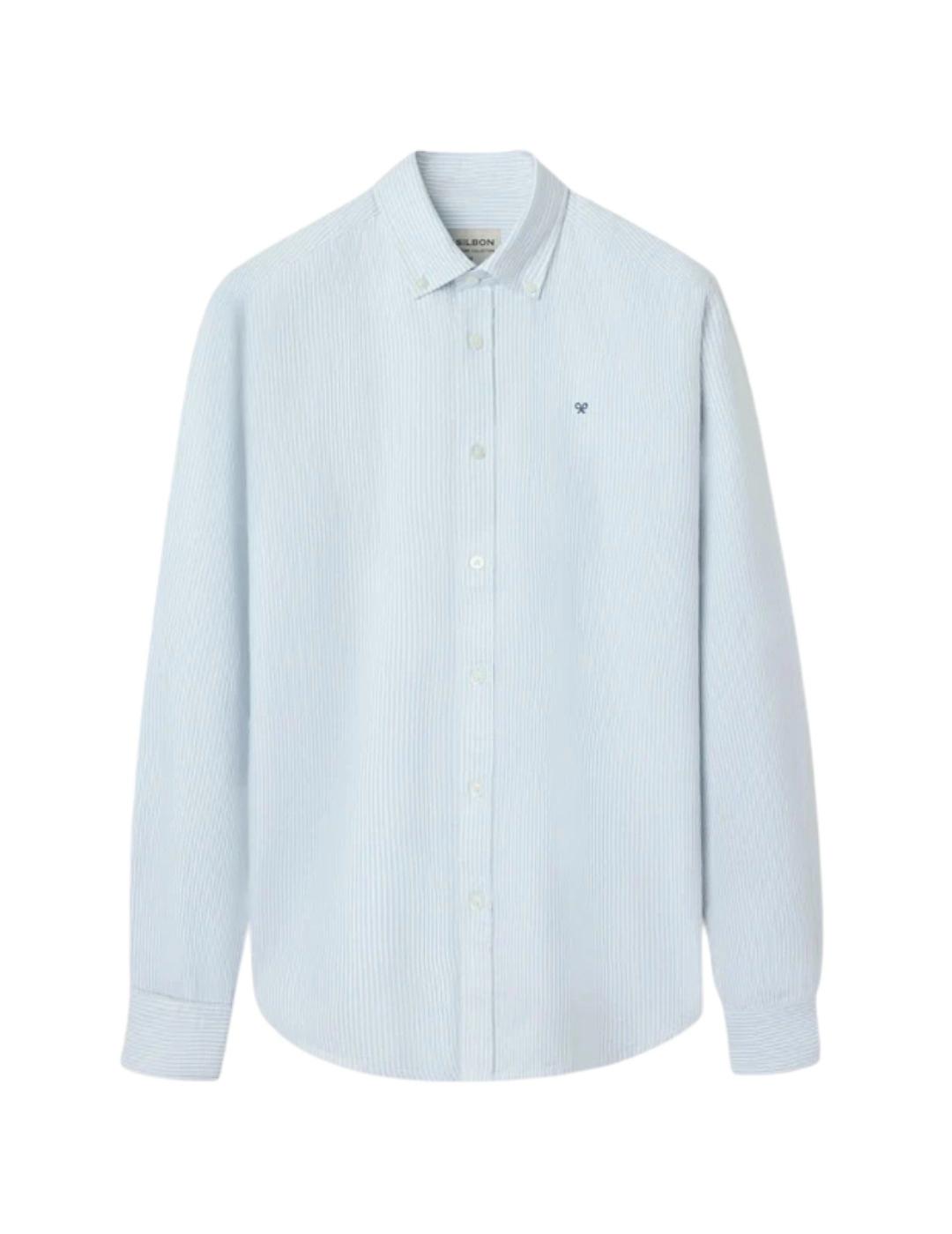 Silbon Camisa Sport Oxford Raqueta Rayas Verde