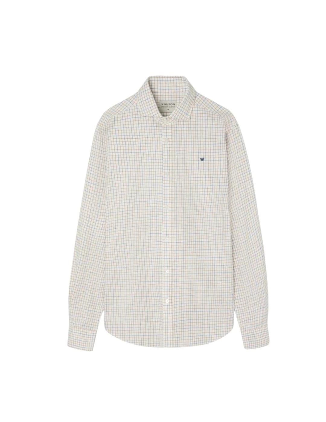 Silbon Camisa Sport Cuadro Bicolor Azul Mostaza