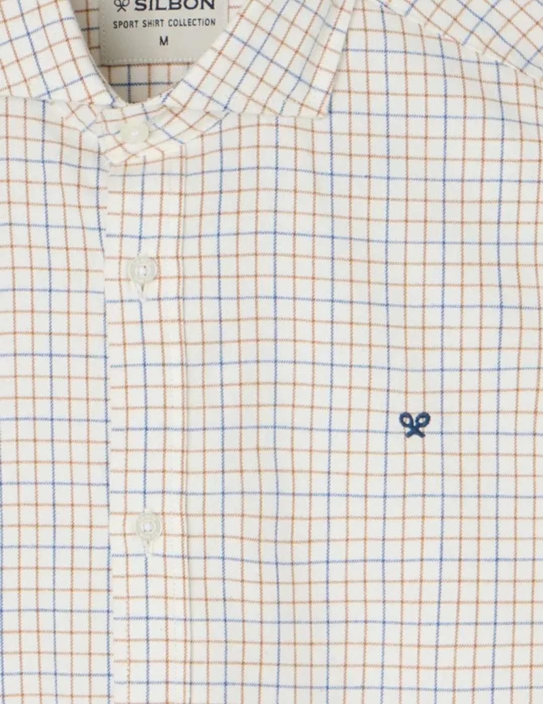 Silbon Camisa Sport Cuadro Bicolor Azul Mostaza