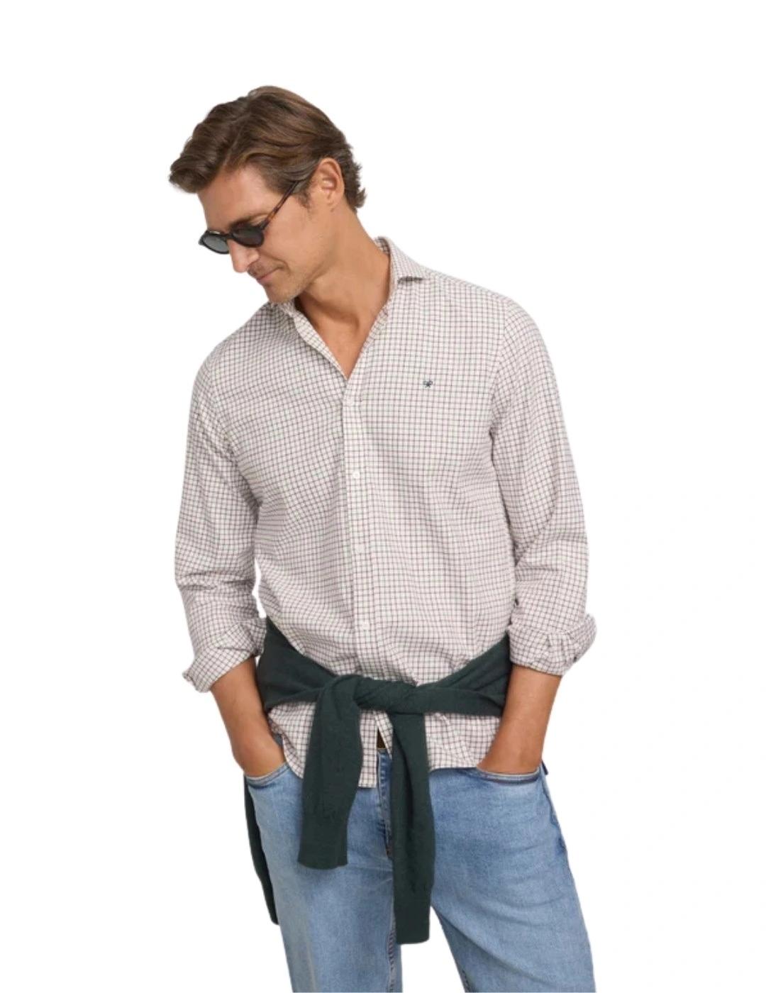 Silbon Camisa Sport Cuadro Bicolor Burdeos Verde