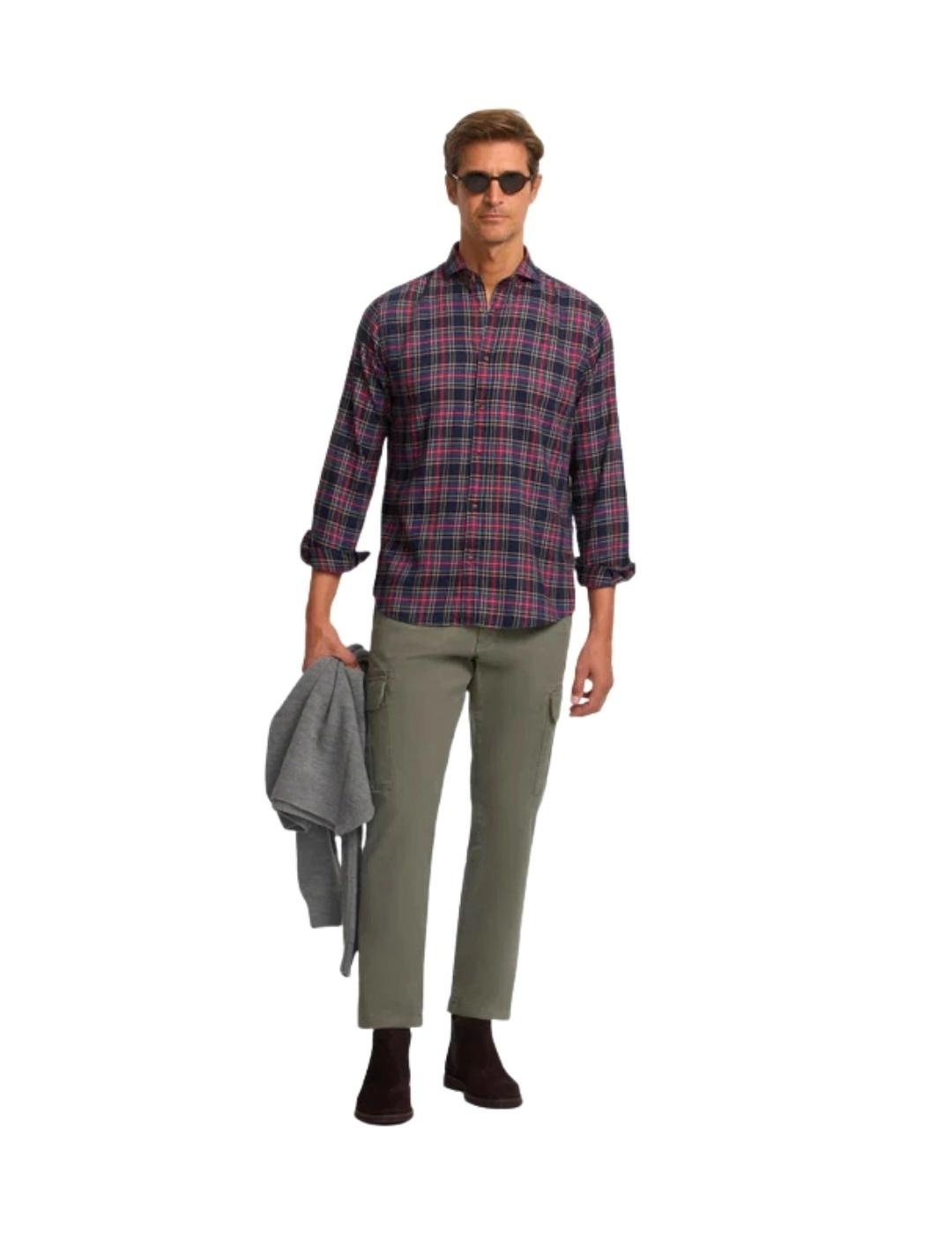 Silbon Camisa Sport Cuadro Tartán Bicolor Azul