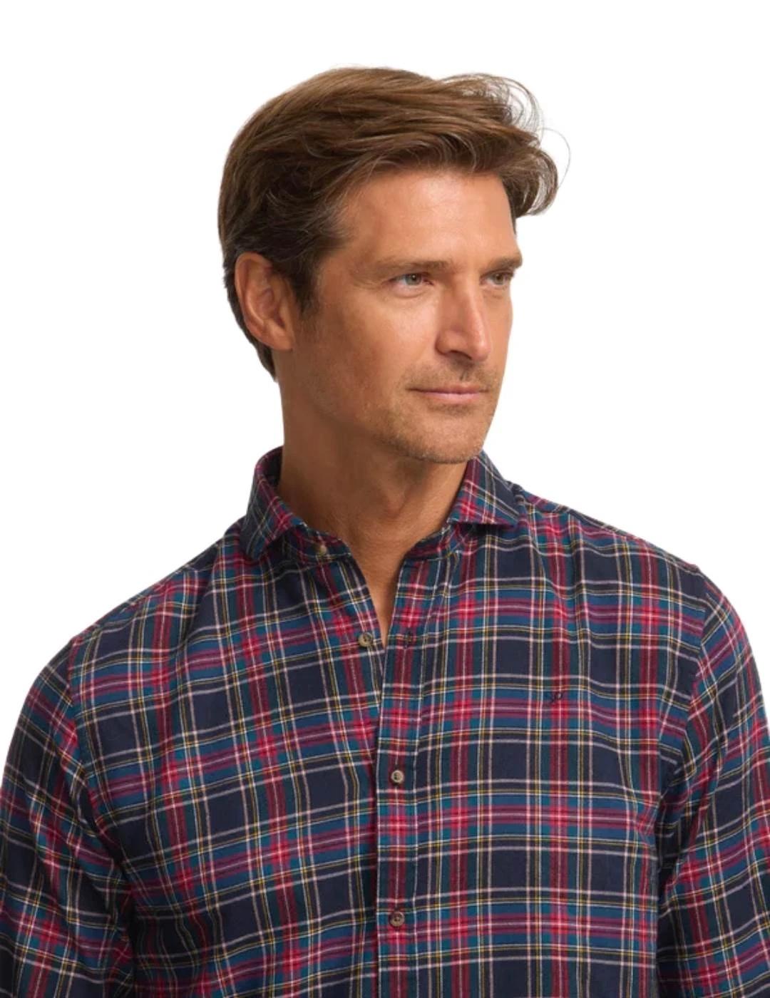 Silbon Camisa Sport Cuadro Tartán Bicolor Azul