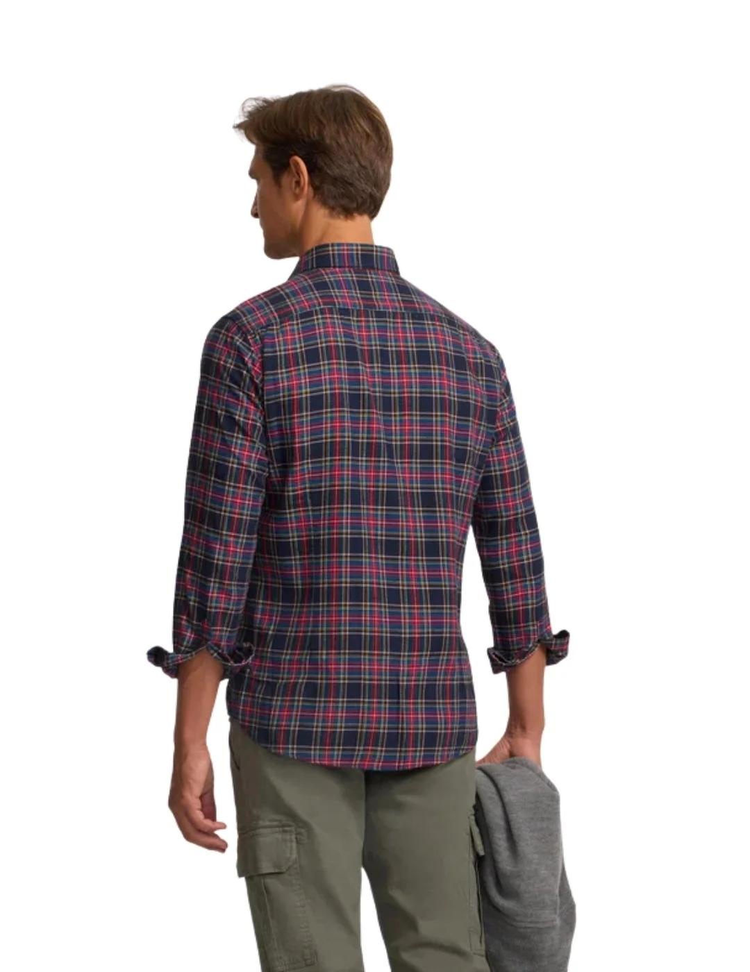 Silbon Camisa Sport Cuadro Tartán Bicolor Azul