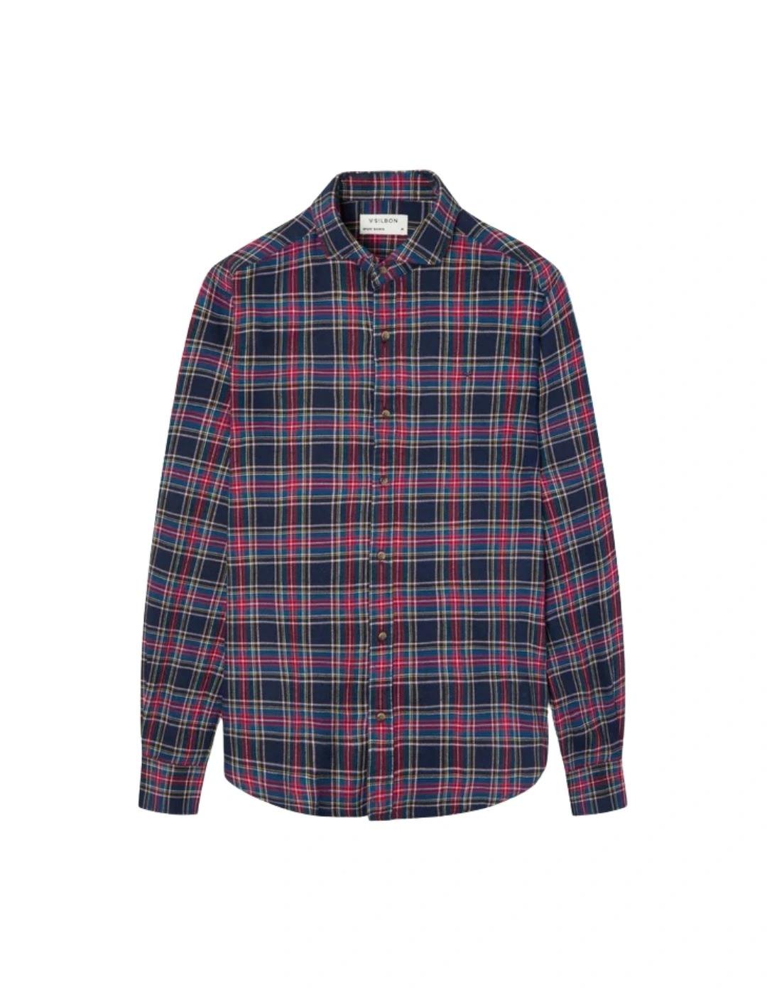 Silbon Camisa Sport Cuadro Tartán Bicolor Azul