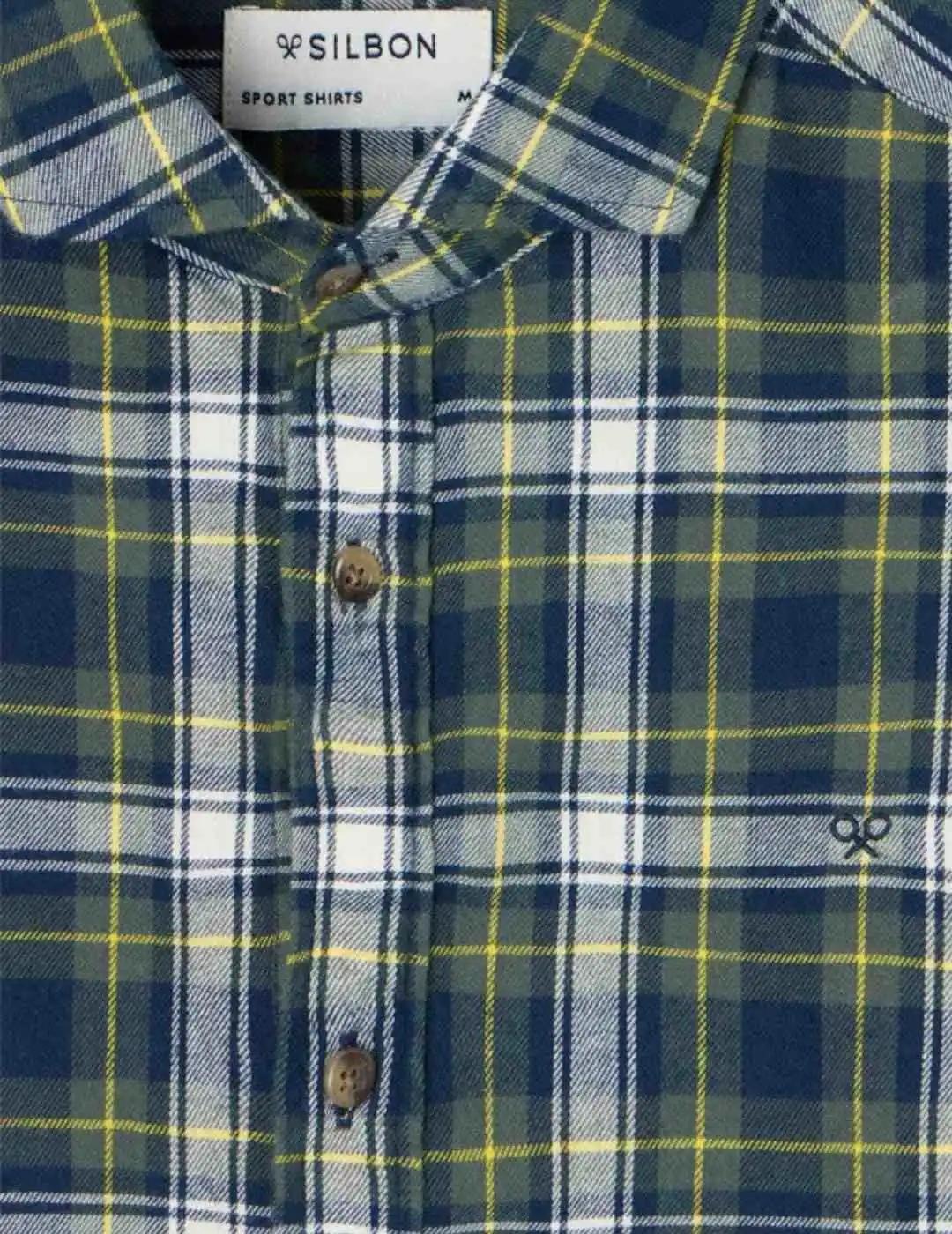 Silbon Camisa Sport Cuadro Tartan Bicolor Azul Ver
