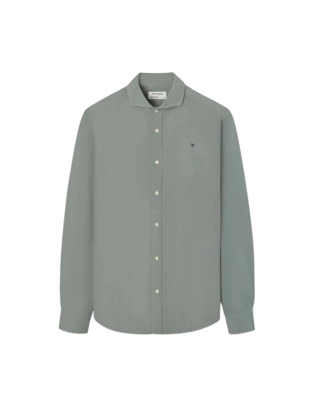 Silbon Camisa Sport Pana Cuello Cutaway Verde