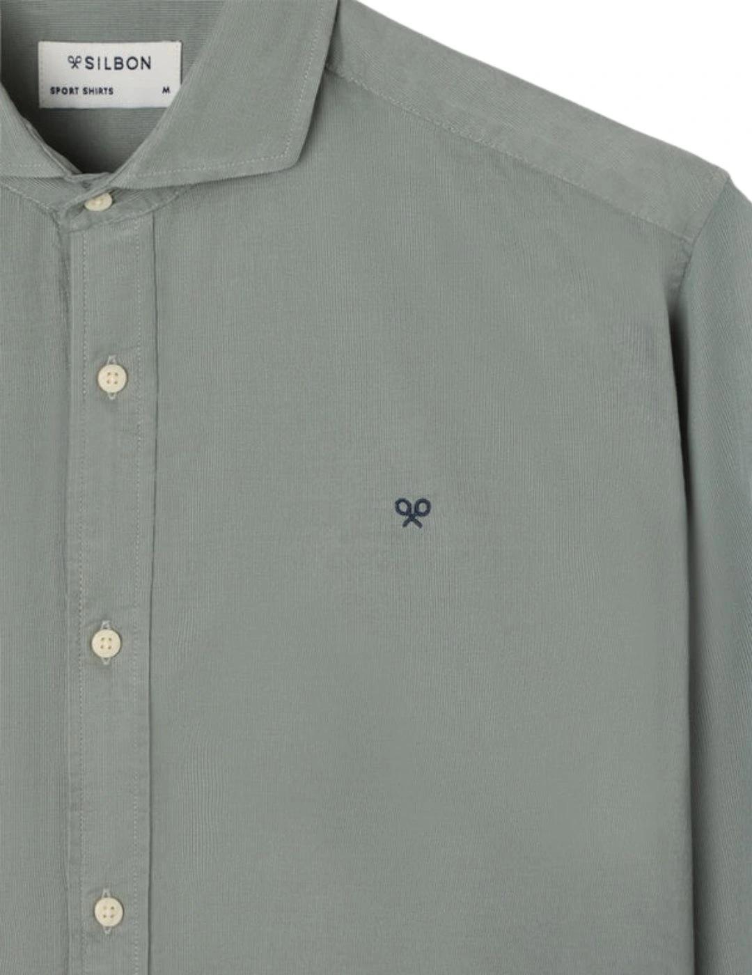 Silbon Camisa Sport Pana Cuello Cutaway Verde