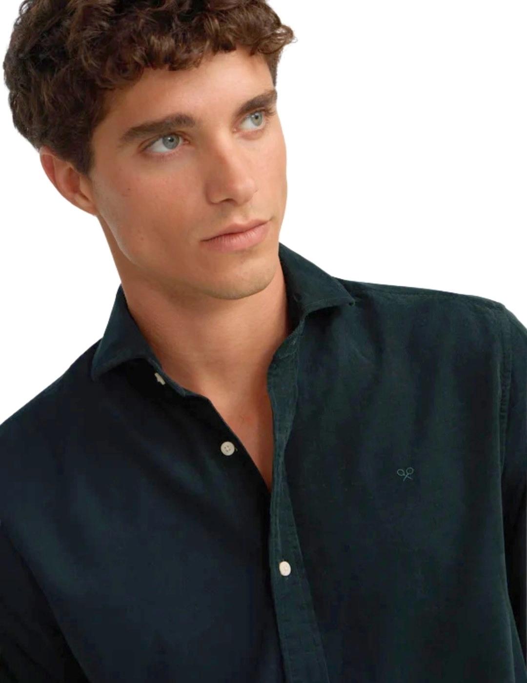 Silbon Camisa Sport Pana Cuello Cutaway Verde Oscu