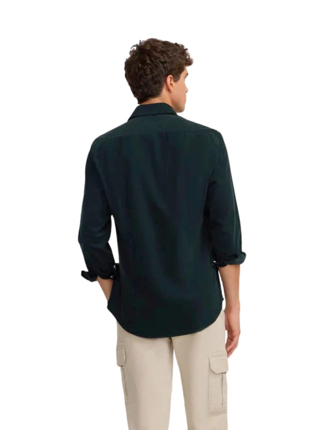 Silbon Camisa Sport Pana Cuello Cutaway Verde Oscu