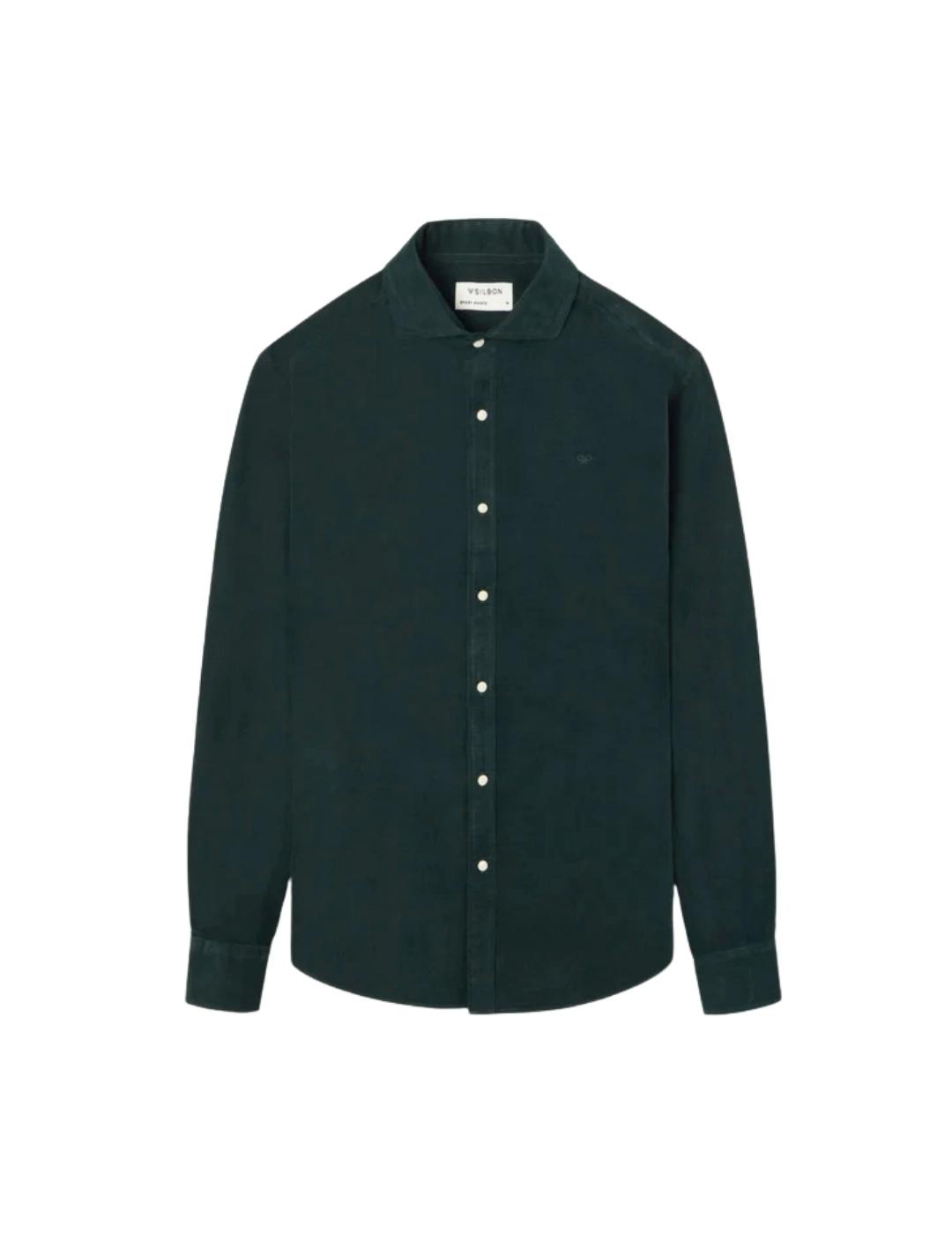 Silbon Camisa Sport Pana Cuello Cutaway Verde Oscu