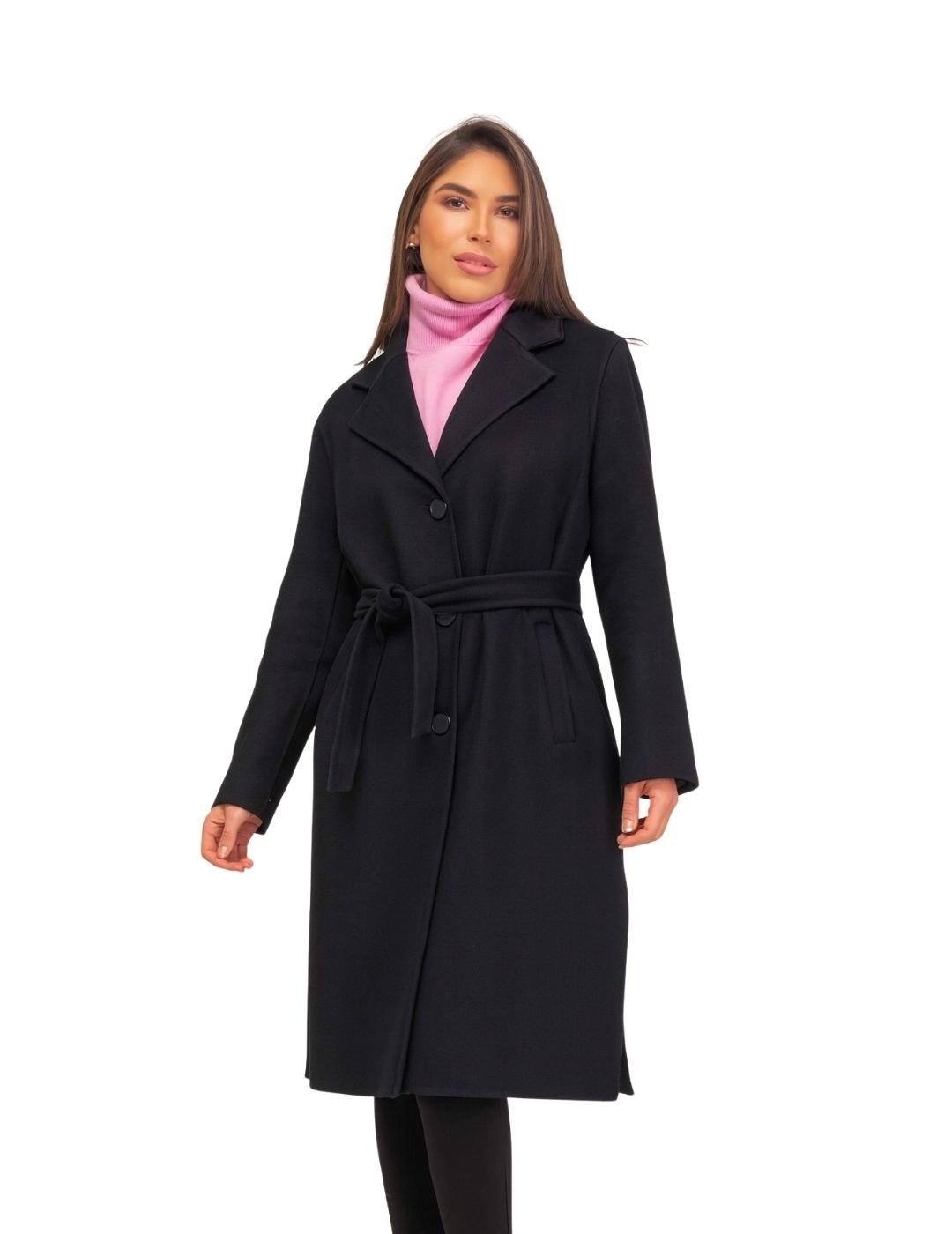 Fashion Abrigo Double Face Aliso Negro