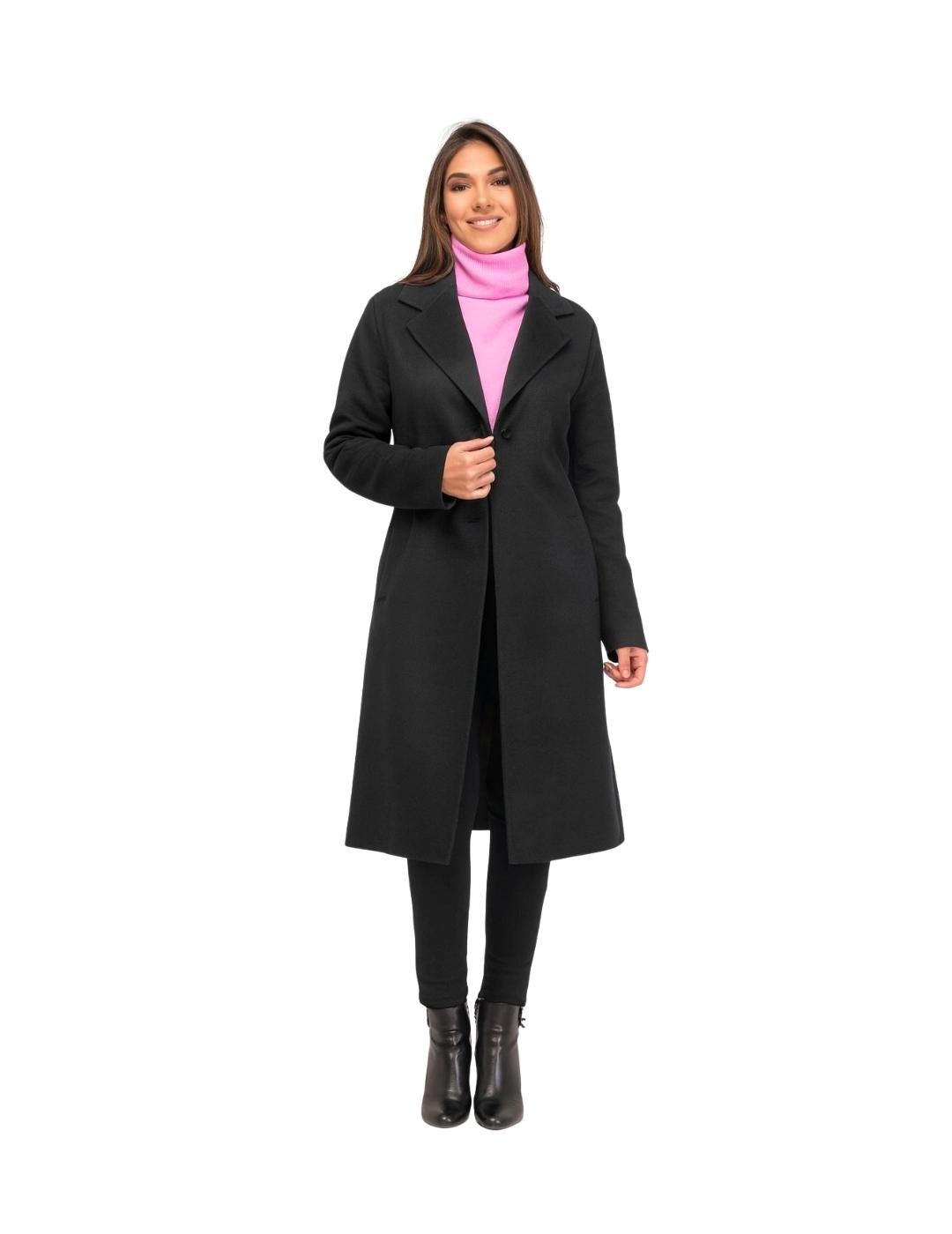 Fashion Abrigo Double Face Aliso Negro