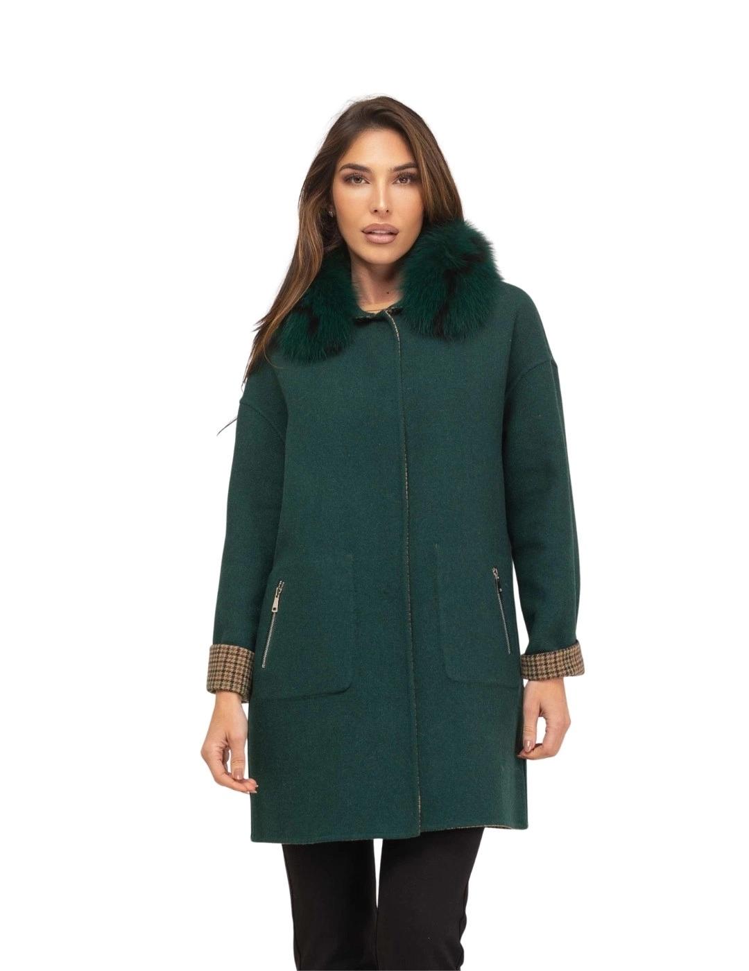 Fashion Abrigo Double Face Zeta Verde y cuadros