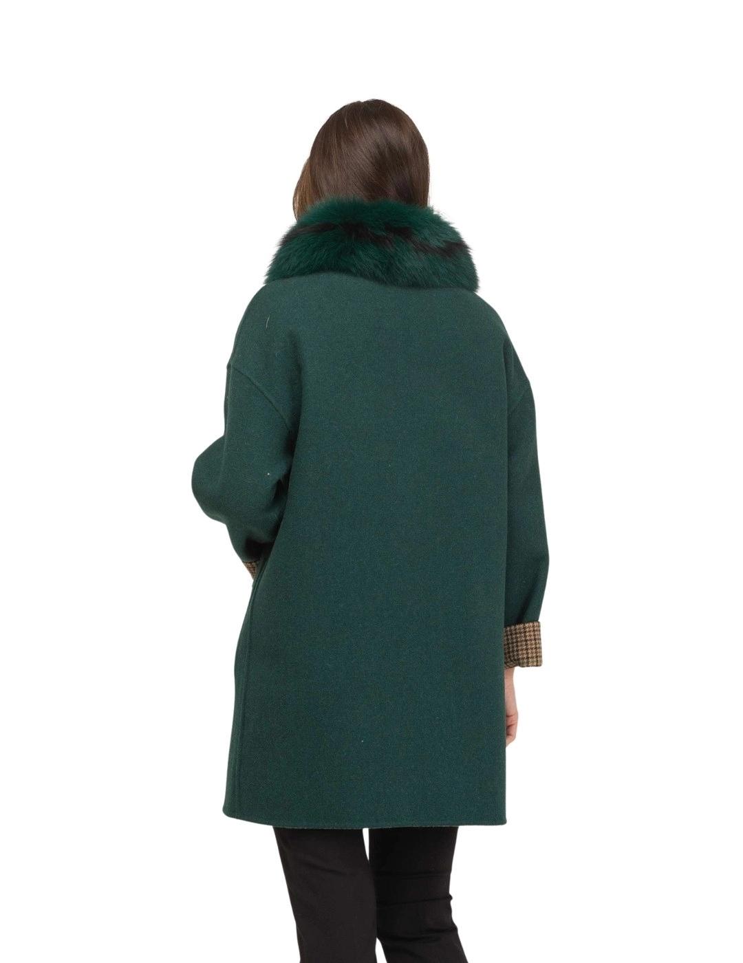 Fashion Abrigo Double Face Zeta Verde y cuadros