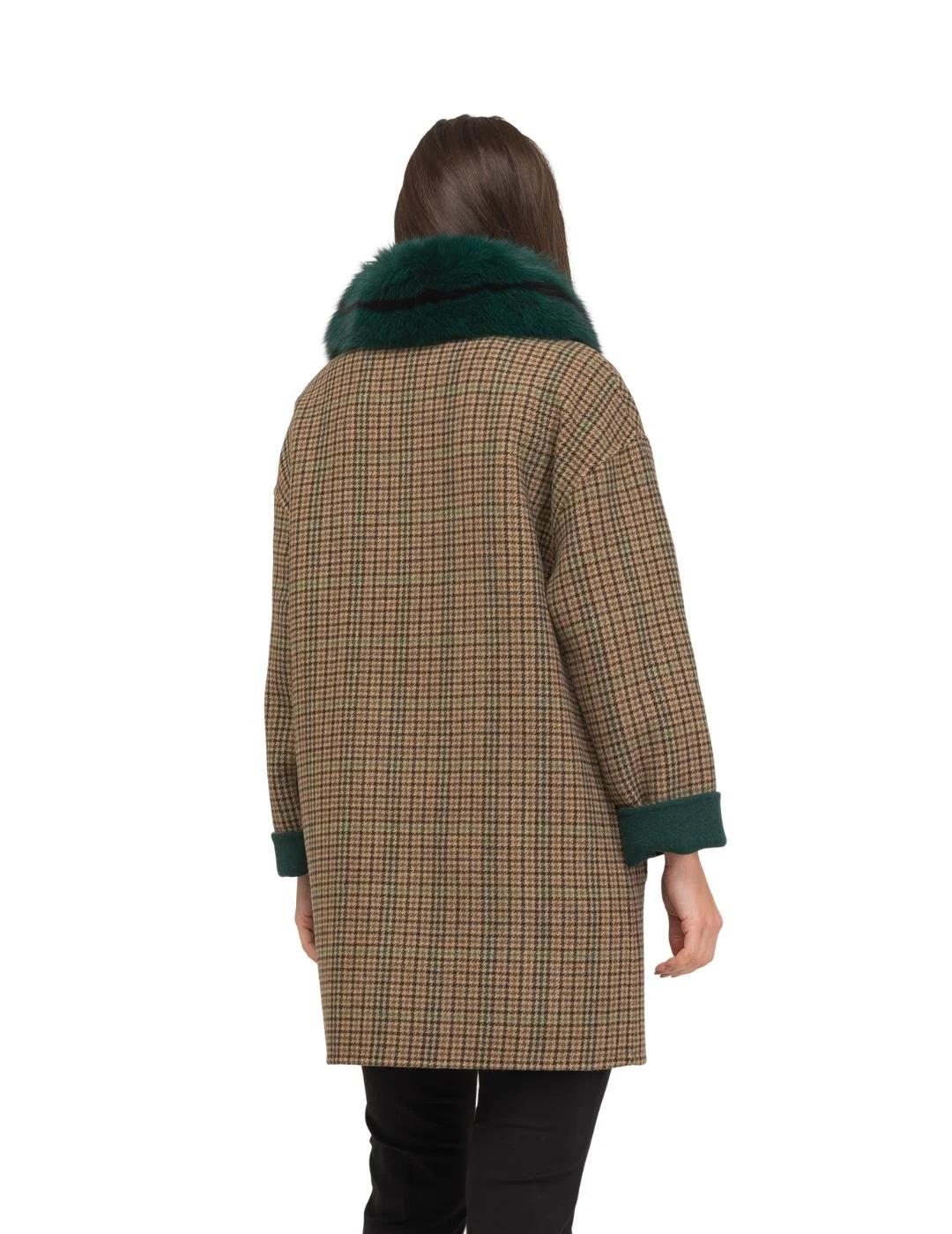 Fashion Abrigo Double Face Zeta Verde y cuadros