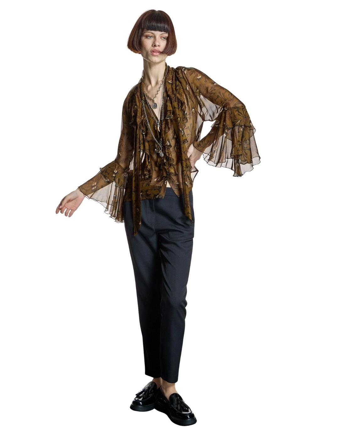 Alba Conde Blusa estampada con volantes