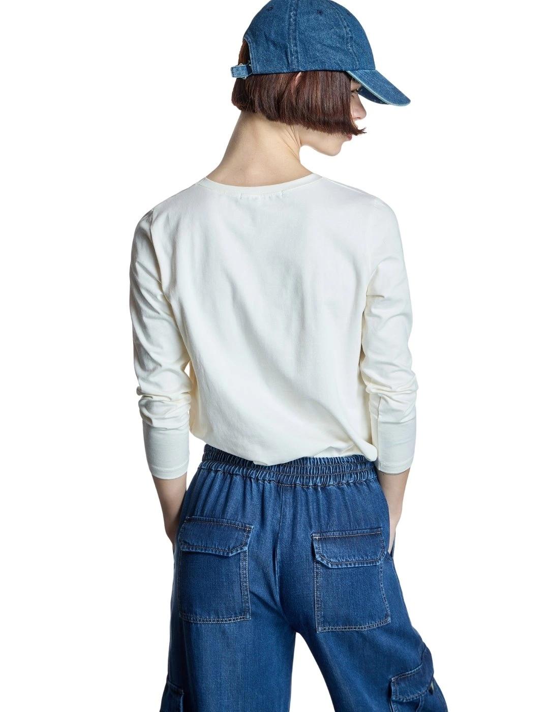 Alba Conde Camiseta Cruda con print azul