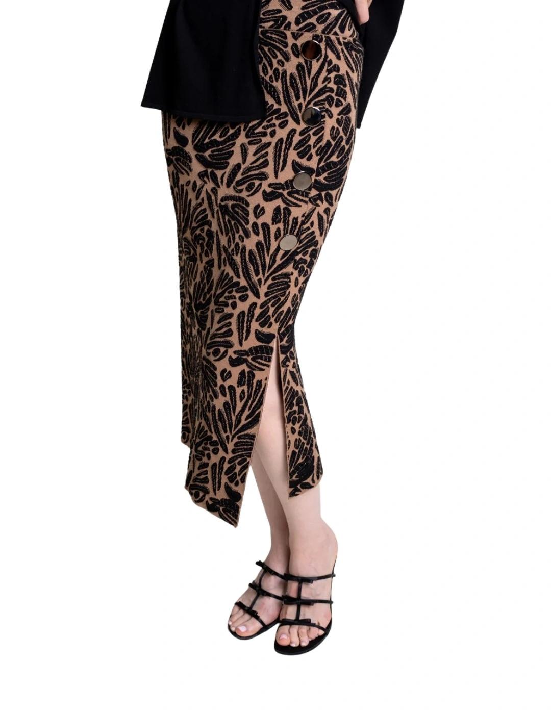 Pisonero Falda Vivian Negro camel estampada