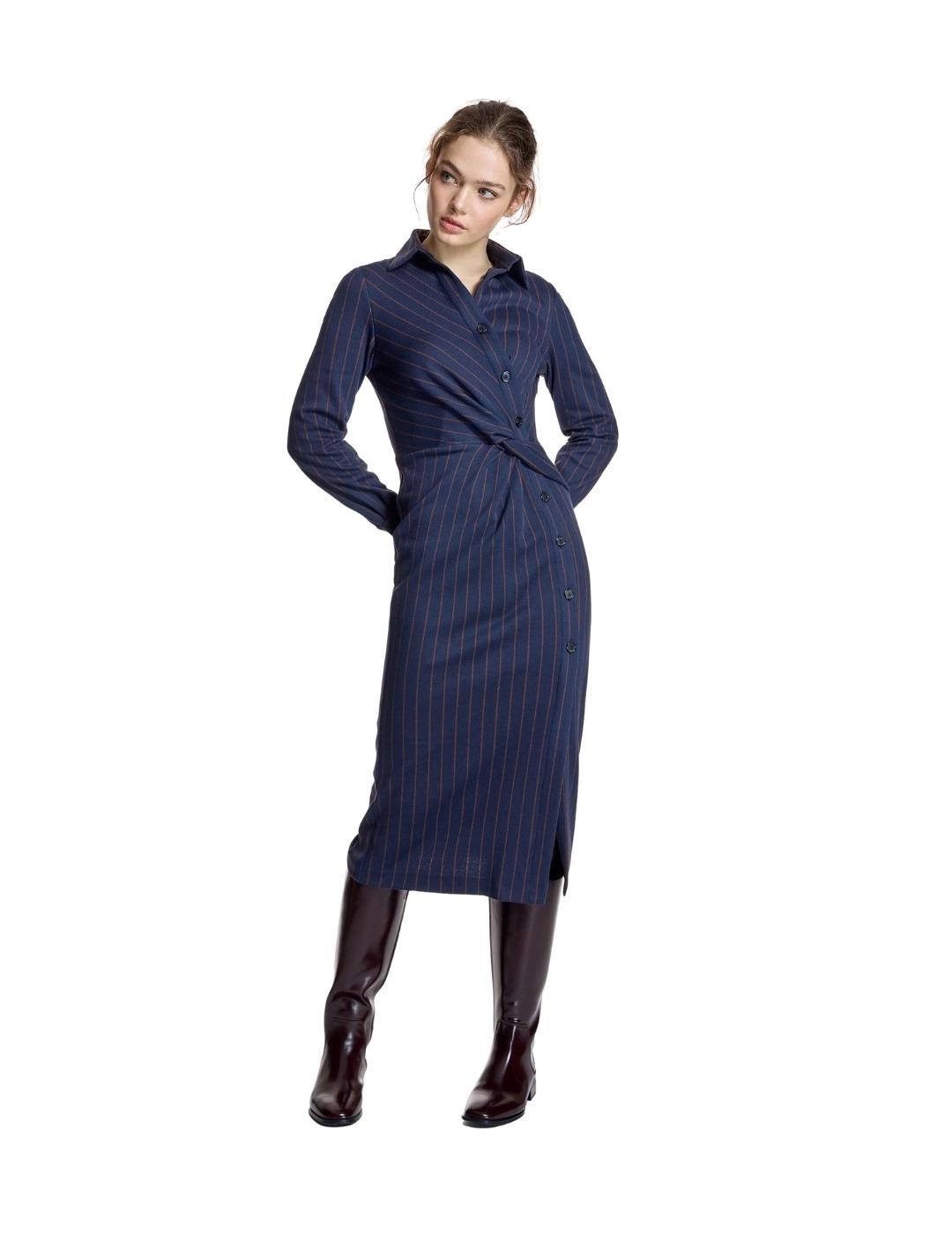 Alba Conde Vestido Marino de rayas