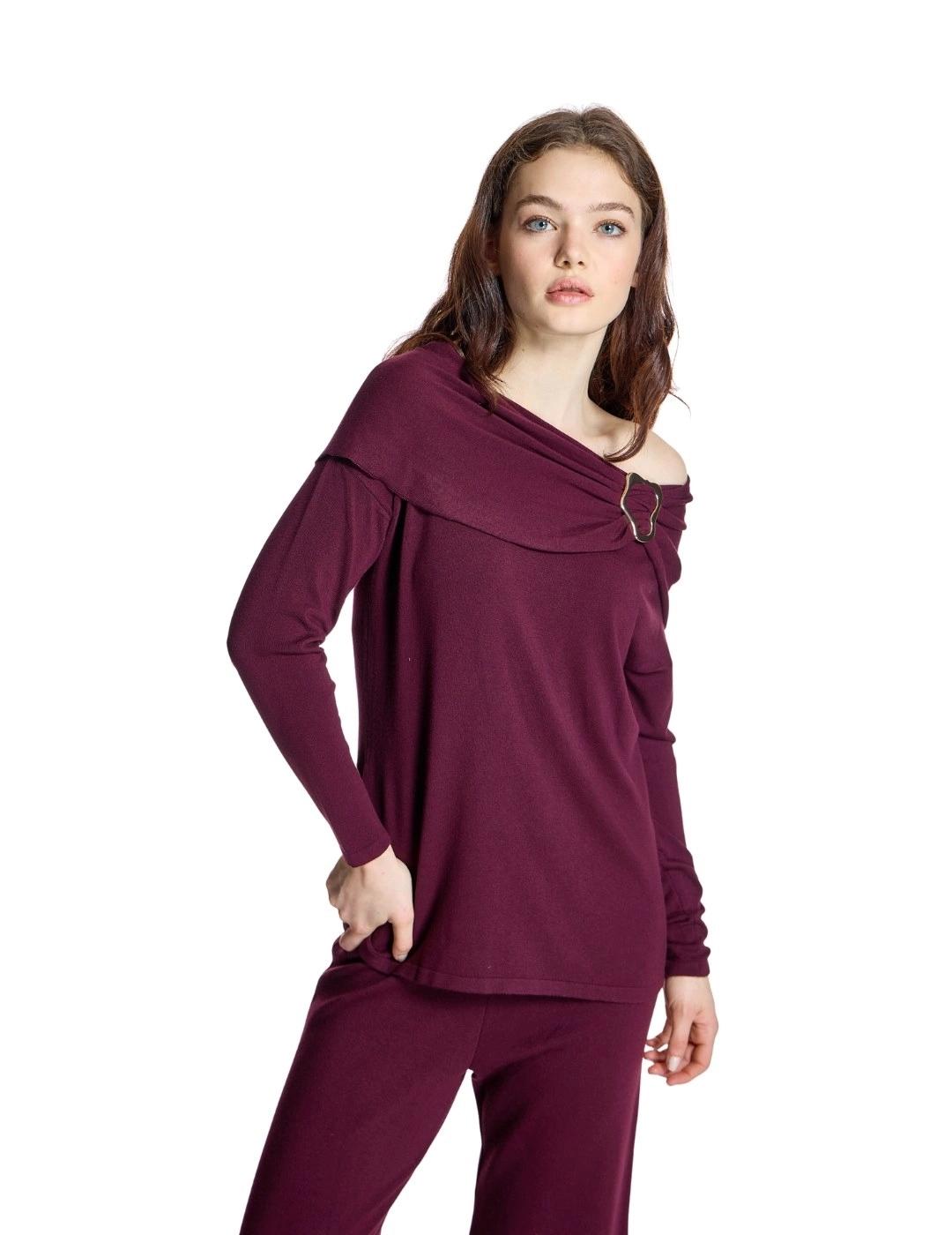 Alba Conde Jersey Burdeos con aplique