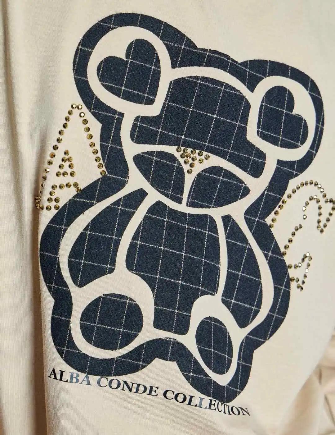 Alba Conde Camiseta Beige con print de oso