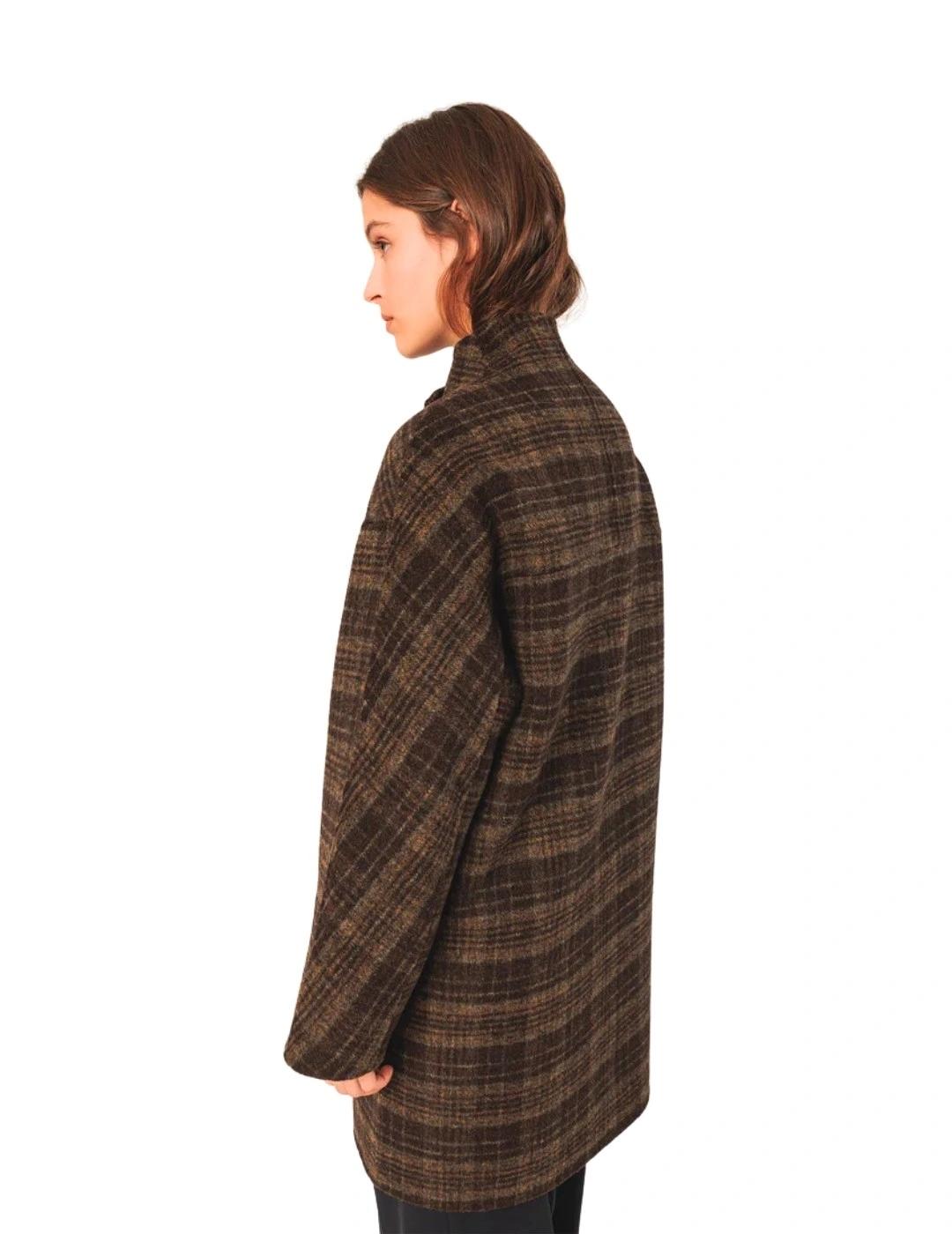 Indi & Cold Abrigo asimétrico de cuadros Caqui